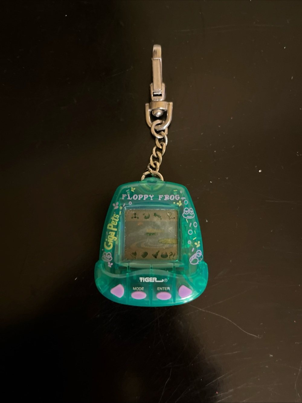 Vintage 1997 NIOP Working Giga Pets Floppy Frog Virtual Pet clip on-Tiger Elec - Picture 3 of 9